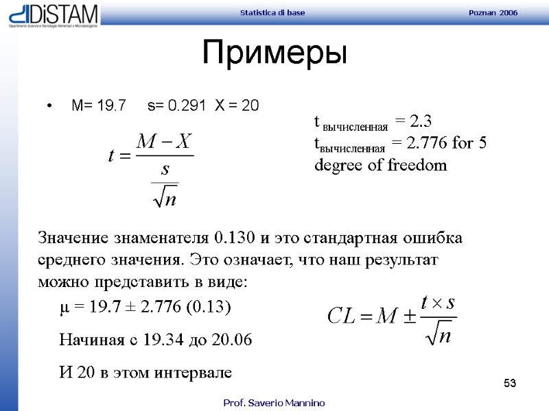 53 Примеры  M= 19.7     s= 0.291  X =